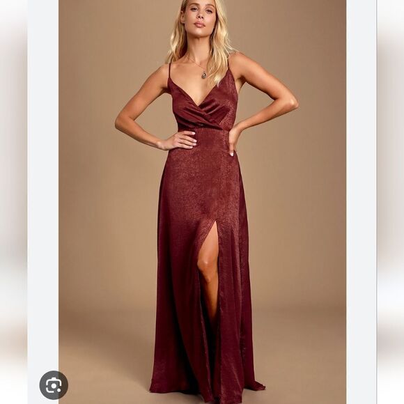 Lulu's front long slit bridesmaid collection special occasions maxi dress - Picture 1 of 16